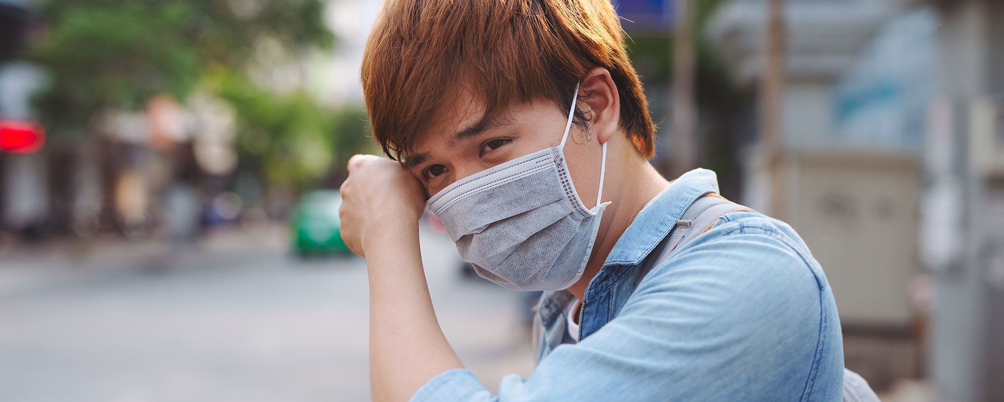 man wearing a face mask to protect from illness