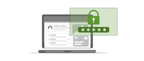 An illustration of a computer with a password lock