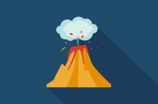 Illustration of a volcano erupting