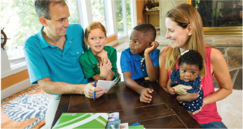 a family preparing at a table