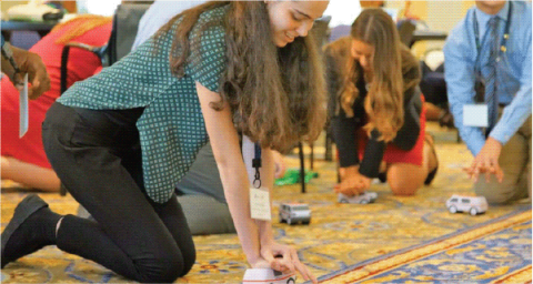 Teenagers working on a project