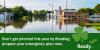 A flooded town. Don't get pinched this year by flooding, prepare your emergency plan now.