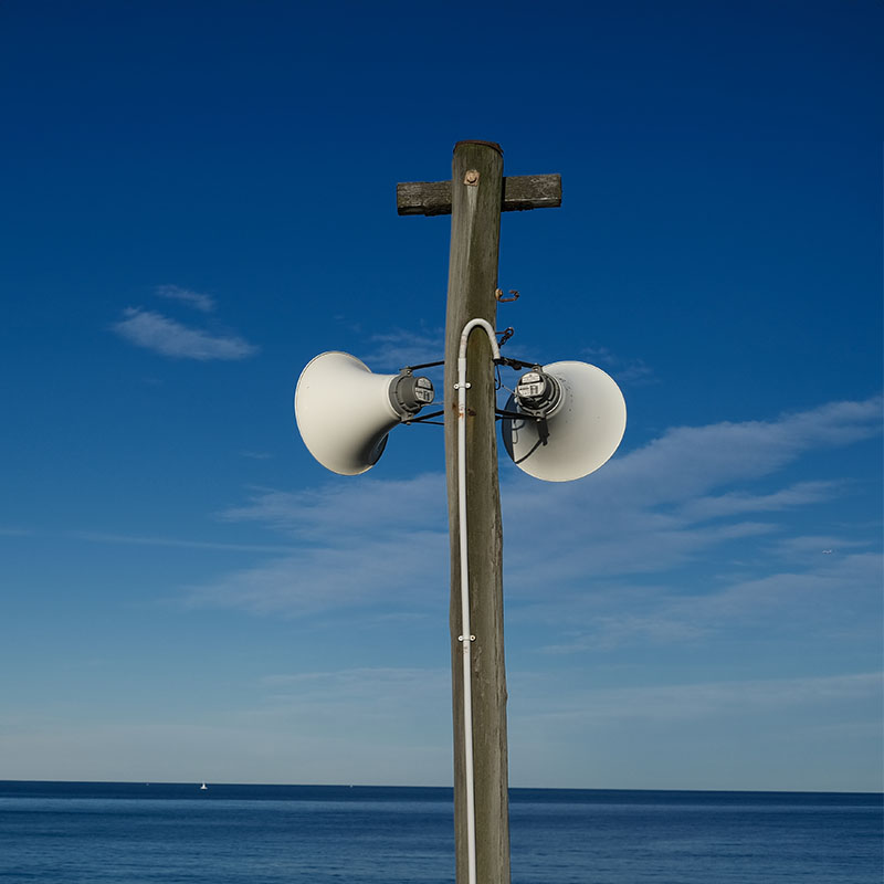 tsunami sirens on the beach